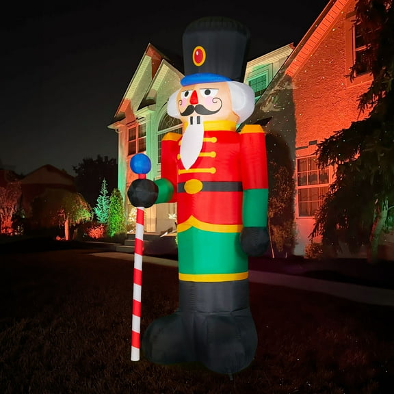Fraser Hill Farm 10 ft Tall Pre lit Nutcracker Inflatable, FHFNUTCRK201-L