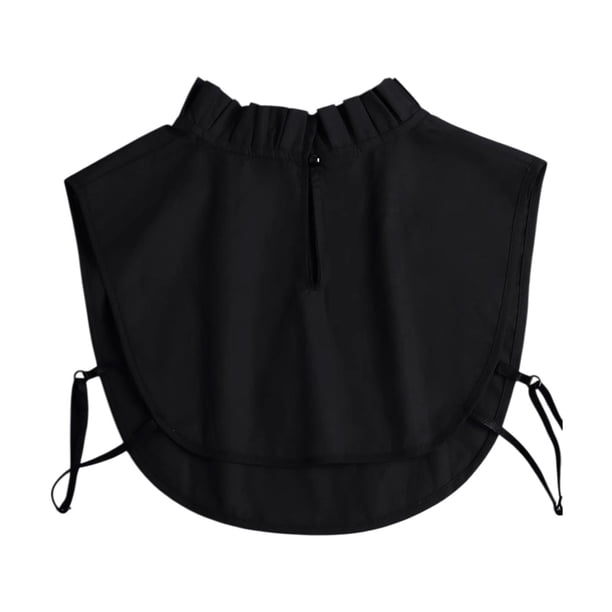 Cuello falso para mujer, cuello alto de media camisa para uso diario, accesorios de ropa Negro