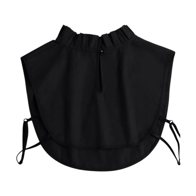 Cuello incorrecto para mujer con volantes para suéter, camiseta, vestido, decoración de vestido Negro