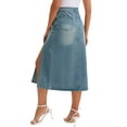 thumbnail image 3 of INSPIRE CHIC Women's Denim Skirt Casual Side Split A Line Stretchy Pencil Skirt High Waist Jean Skirts S Gray Blue, 3 of 6