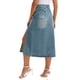 thumbnail image 3 of Falda de mezclilla para mujer INSPIRE CHIC, falda lápiz elástica de línea A con abertura lateral, falda de jeans de cintura alta, color gris azul, 3 of 6