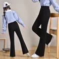 thumbnail image 2 of Pantalones acampanados negros de moda para niñas, estilo de ropa de abrigo de primavera/otoño, pantalones para niños, pantalones para niños con estilo, 2 of 5