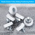 thumbnail image 4 of Uxcell 6 Pack Drawer Rollers, 19mm Plastic Drawer Pulley Sliding Positioning Rollers Slide Guide Bearing Small Pulleys with Nuts for File Cabinet Slides, White, 4 of 6