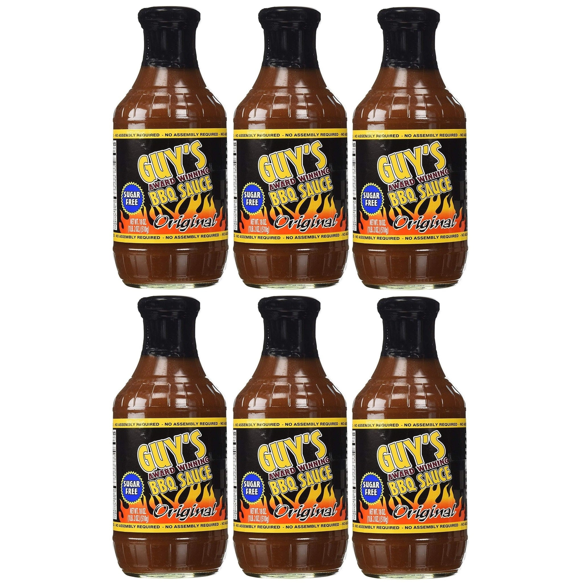 Guy's Award Winning Sugar Free BBQ Sauce (18oz) Size 6Pack, Flavor Original