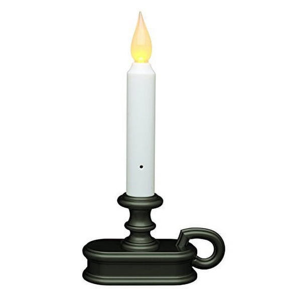 Battery Operated LED Dusk to Dawn Light Sensor Window Candle with Aged Bronze Base Flicker and Full On Setting