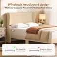 thumbnail image 4 of Bestier Full  Size Bed Frame with Wingback Headboard, Corduroy Upholstered Platform Bed with Wood Slats, No Box Spring Needed, Taupe, 4 of 10