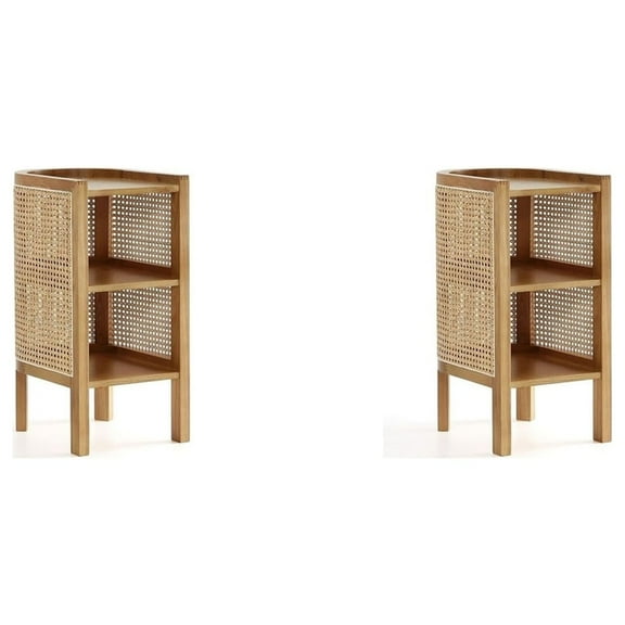 Manhattan Comfort Versailles Wood End Tables in Natural (Set of 2)