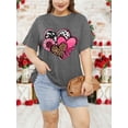 thumbnail image 5 of Anbech Plus Size Women Shirt Love Heart Crewneck Tshirt Short Sleeve Oversized Graphic Sweet Top, 5 of 7