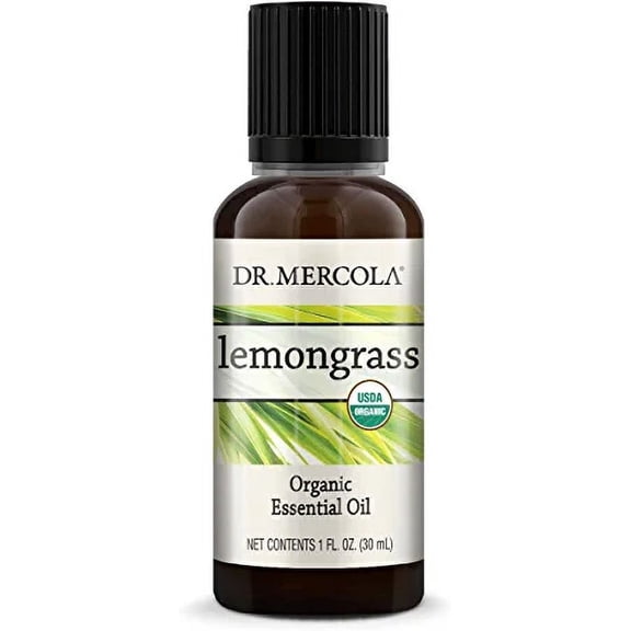 Dr. Mercola Lemongrass Essential Oil (1 fl oz), Non GMO and USDA Organic