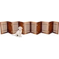 thumbnail image 2 of Freestanding Wooden Dog Gate Foldable Indoor Pet Gate No Drill Expandable Barrier for Doorways Stairs Hallways Portable Wood Fence for Small Dogs & Puppies (Brown Pet Gate, 4 Panel 24" Tall), 2 of 10