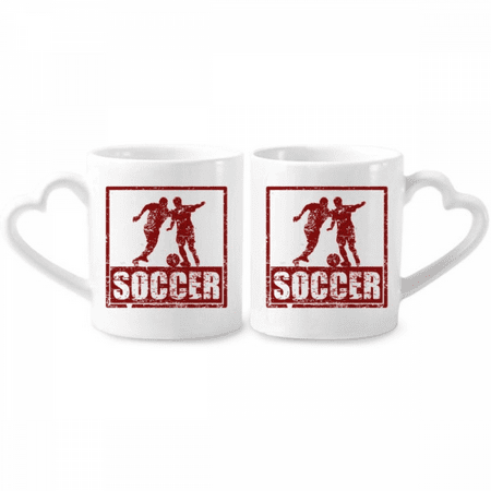 

Red Football Player Grab Football Couple Porcelain Mug Set Cerac Lover Cup Heart Handle