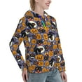 thumbnail image 6 of Fotbe Spooky Cats And Halloween Pumpkins Pattern Womens Long Sleeve Hoodie, Pullover Hooded Sweatshirt, Kangaroo Pocket Hoodie with Eye-catching Drawstrings-, 6 of 7