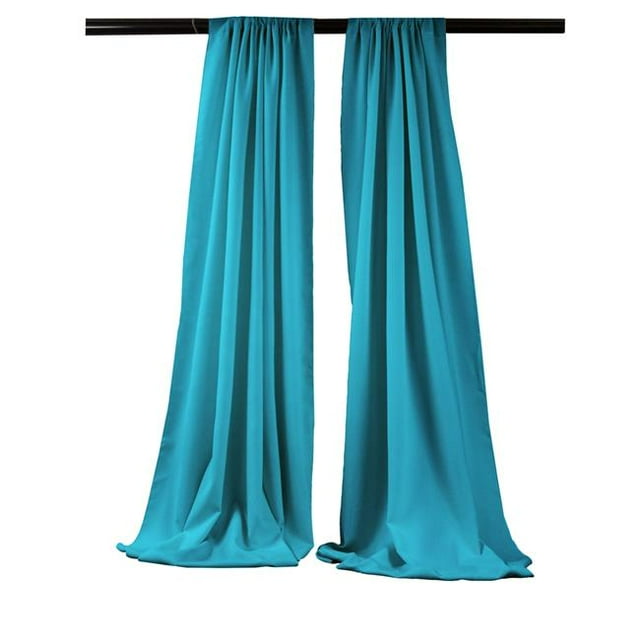 LA Linen BDpop96x58-Pk2-TurquoiseDrkP52 Drapé de Fond en Popeline de Polyester, Turquoise Foncé - 96 x 58 Po. - Lot de 2