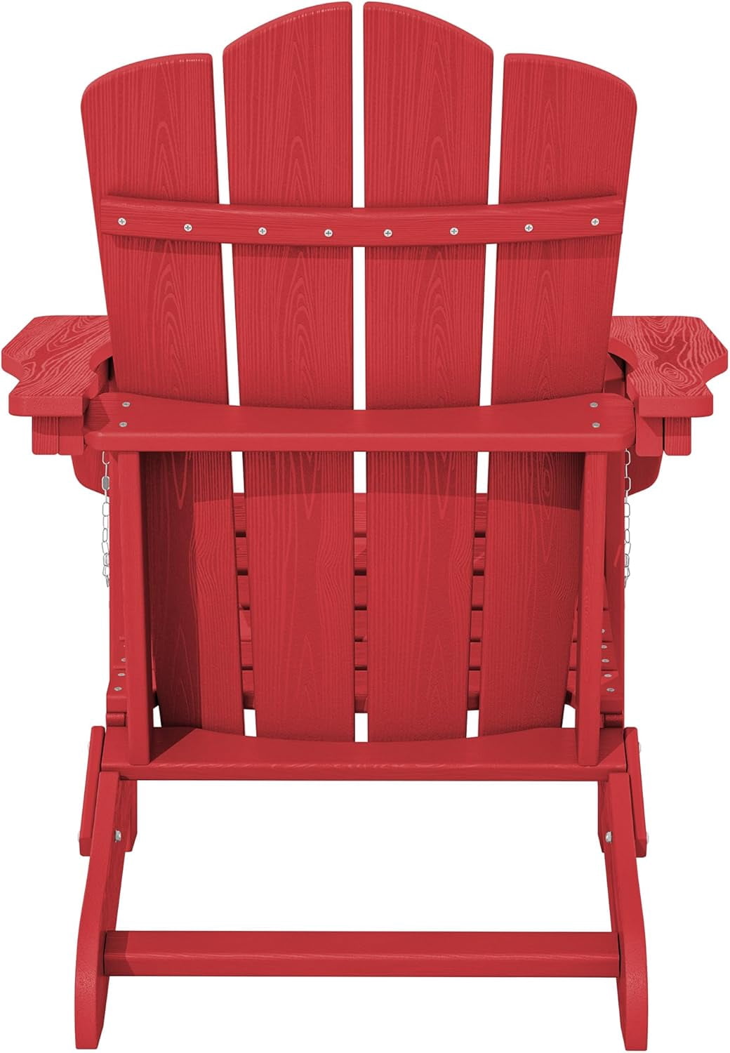 SONGMY Folding Adirondack Chair, HDPE All-Weather Patio Chairs, Wooden Textured Lawn Chair for Poolside, Backyard, Deck, Fire Pit, Light Red