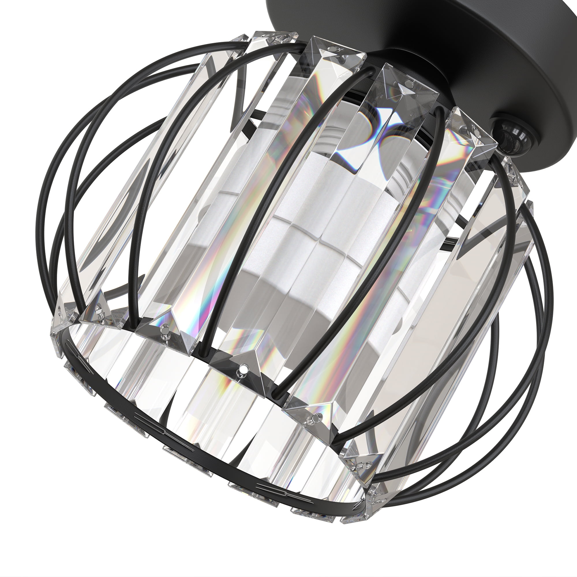 YANSUN 7 in 1 Light Smart Lighting, Black Semi Flush Mount Ceiling Light with Motion Sensor, Modern Light Fixture for Entryway, Closet, Kitchen, Bedroom, Hallway