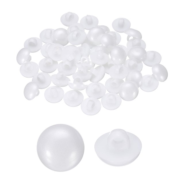 Botones de plástico Uxcell de 50 piezas de 0.47" con forma de hongo y con ojal, blancos