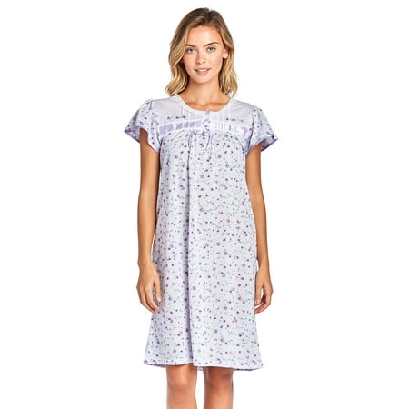 

Casual Nights Women s Short Sleeve Floral And Lace Nightgown