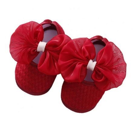 

Baby Girls Flats with Bowknot Princess Wedding Dress Shoes Soft Newborn Infant Crib Walker
