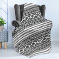 thumbnail image 4 of Ethnic Soft Flannel Fleece Throw Blanket, Oriental Moroccan Round Style Lines Dots Geometric Shapes Artwork, Cozy Plush for Indoor and Outdoor Use, 70" x 90", Charcoal Grey White, by Ambesonne, 4 of 5