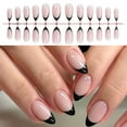 thumbnail image 4 of 24 Pcs Glossy Press On Nails French Tips False Nails Simple Full Covers Stick On Nails Short Almond Acrylic Nails, 4 of 8
