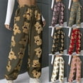 thumbnail image 7 of Fleece Pants Women Cute Bear Prints Elastic Waist Wide Leg Joggers Trouser Cinched Bottom Fuzzy Winter Outfits (2XL, Black), 7 of 7
