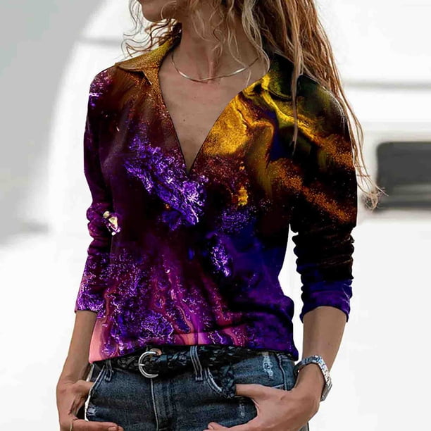 Puntoco - Jersey de manga larga con cuello en V y estampado floral para mujer Puntoco Puntoco-5407