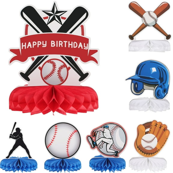 Homoyoyo Sports Baseball Honeycomb Centerpieces Paperboard Decorations 2 Sets for Party and Event Table Centerpieces
