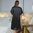 thumbnail image 5 of HAOYUNL Night Gowns for Adult Women//Satin Dress for Women/Shirt Dress//Silk Dress for Women//Women's Sleepwear//Sleep Shirts for Women//V Neck Side Split Sleepshirt Short Sleeves Sleepwear, 5 of 9
