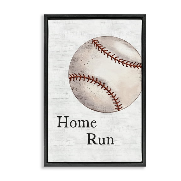 Stupell Industries Home Run Baseball Sports Painting Black Floater Framed Canvas Art Print Wall Art, 17 x 25