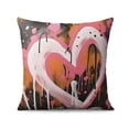 thumbnail image 2 of Valentine's Day Pink Black Heart Throw Pillow Covers 20"x20", Set Of 2, Linen Study Sofa Cushion Cover Indoor Living Room Home Decor, 2 of 7