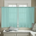 thumbnail image 4 of Pure Light Cyan Sheer Curtains 54 Inches Length 2 Panels Set, Window Sheer Curtains for Living Room/Bedroom, Simple Solid Color Light Filtering Rod Pocket Curtain 52'' x 54'' x 2, 4 of 7