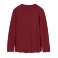thumbnail image 3 of Women’s Button Front Knit Sweater Pullover Round Neck Long Sleeve Solid Color Casual Tops Wine, 3 of 5