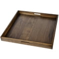 thumbnail image 3 of KINWELL  Square Black Walnut Wood Serving Tray Ottoman Tray with Handles 19"x19"x2", 3 of 4