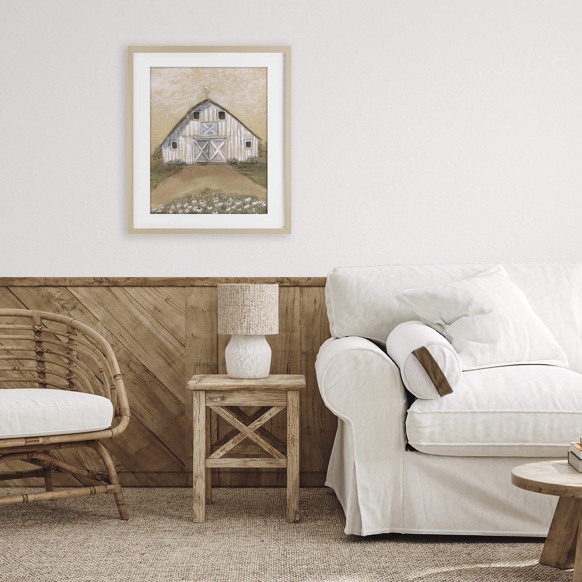 Stupell Industries Barn Lane Flowers Drawing Birch Framed Print Under Glass, design by Patti Bishop
