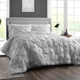 thumbnail image 2 of CCNY 1000 TC 100% Egyptian Cotton Duvet Cover with 2 Matching Pillowcases Alaskan King Size Pinch Pattern, Zipper Closure, Corner Ties (Light Grey), 2 of 7