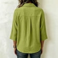 thumbnail image 4 of Nestiefly Cotton Linen Tops for Women Gauze 3/4 Sleeve V Neck Oversized Button Down Blouses Loose Fit Casual Summer Office Clothes 2026 Green 2XL, 4 of 4