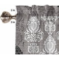 thumbnail image 5 of European Floral Kitchen Curtains and Valances Set, Rod Pocket Curtains Tier Farmhouse Window Curtains 36 Inch Length, Rustic Black Grey Formal Traditional Tribal 3 Piece Kitchen Curtains Set, 5 of 6