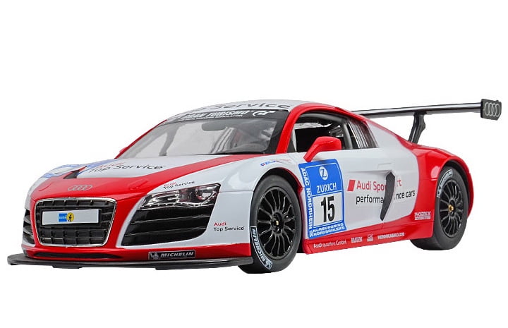 LARGE AUDI R8 LMS RECHARGEABLE Remote Control Car FAST SPEED SHINY SILVER 1:16 