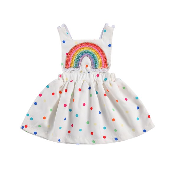 Liacowi Baby Girls Sleeveless Rainbow Print Dress Suspender Backless Sundress