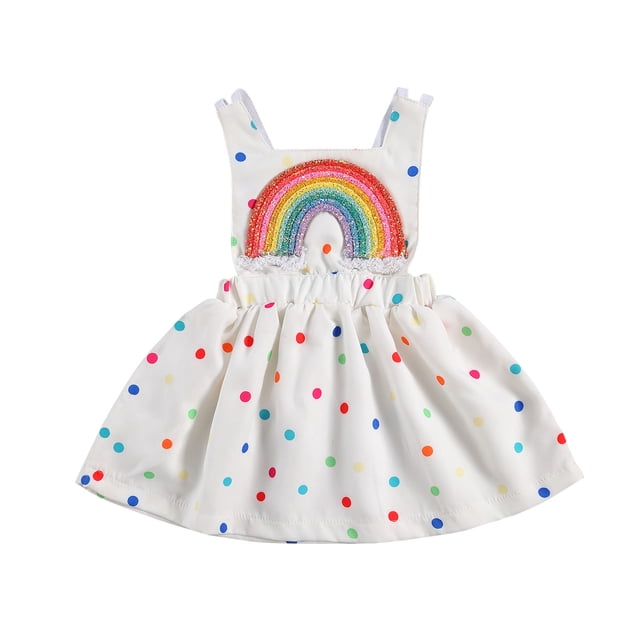Fortune Bébé Fille Robe Backless Arc-en-Ciel Coloré Points Sans Manches Robe de Soleil