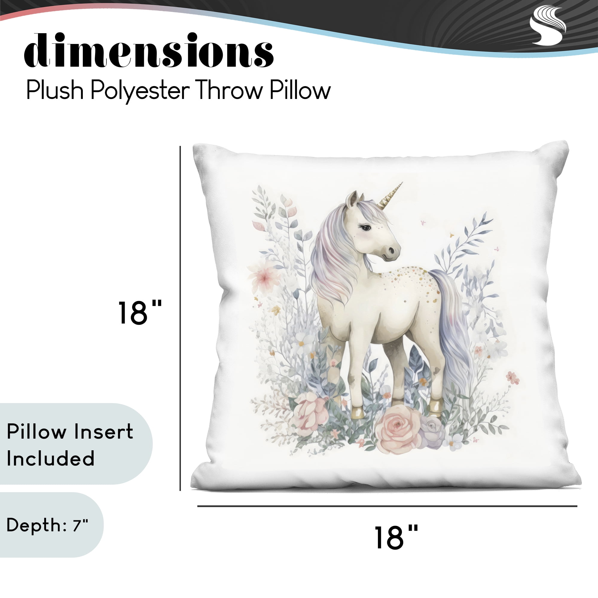 Stupell Industries Unicorn in Delicate Floral Forest Decorative Printed Throw Pillow, design by Creative Studio