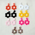 thumbnail image 2 of Vintage Y2k Multicolor Acrylic Daisy Flower Hollow Drop Dangle Neon Floral Earrings Retro 70s 80s Party Costume Accessory Summer Holiday Jewelry for Women, 2 of 5