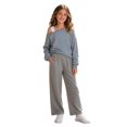 thumbnail image 4 of newwalpole Girls Cropped Sweatshirt Off Shoulder Long Sleeve Casual Crop Top | Cute Loose Fit Pullover Solid Color Y2K Trendy Shirt for Daily School Wear(Sky Blue,9-10 Years), 4 of 7