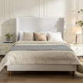thumbnail image 3 of Noble House Harper Indoor Upholstered Metal Tall Headboard Queen Bed, Textured Beige, 3 of 13