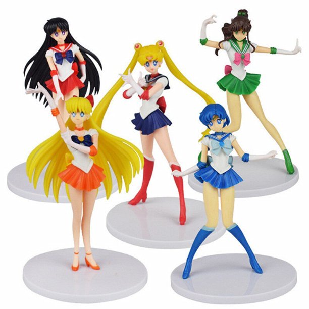 Sailor Moon - Super moon bunny, agua helada, luna, oro, madera, agua, fuego, adorno, modelo PVC17CM5 piezas17CM zhangyuxiang unisex