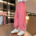 thumbnail image 4 of Eltusu Girls Sports Sweatpants, Solid Color Casual Elastic Waist Loose Jogger Pants Pink Size 10-12 T, 4 of 6