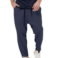 thumbnail image 2 of Tsivenald Men's Pants with Elastic Waist Drawstring Drop Crotch Harem Cut Cuffed Ankle Relaxed Fit Soft Lightweight Daily Casual Trousers for Men, 2 of 5