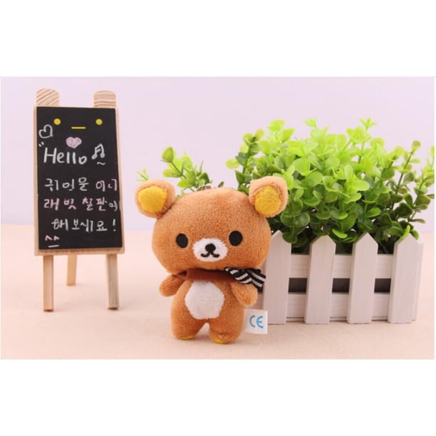 Juguete de peluche de oso Rilakkuma de 11CM, muñeco de peluche, llavero de diseño, colgante, Kawaii, 1 unidad