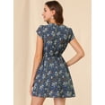 thumbnail image 4 of INSPIRE CHIC Robe Ceinturée à Manches Pétales Col en V Croisé Floral pour Femmes, 4 of 6