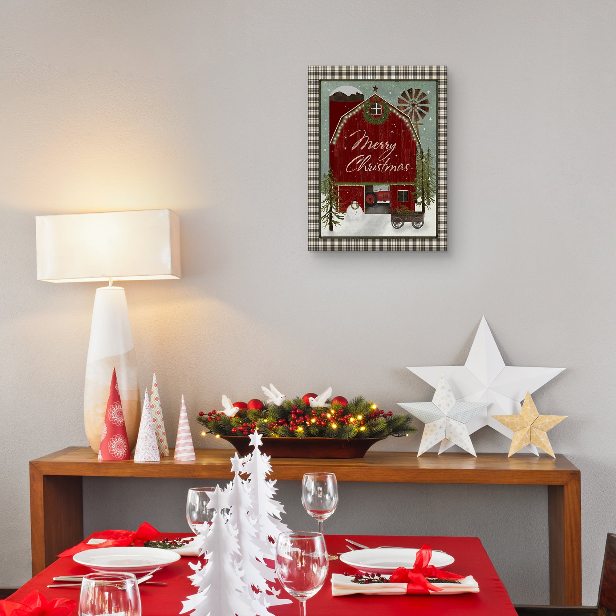 Christmas Farm Barn By Beth Albert Canvas Art Print